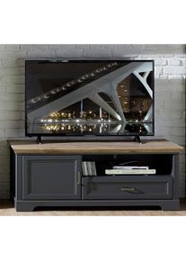 Innostyle, Lowboard &raquo;Jasmin&laquo; Breite 143 cm, 1 Holzt&uuml;r, 1 Schubkasten, 1 offenes Fach, graphitfarben/eichefarben, Holzwerkstoff, MDF, B/H/T: 143 cm x 