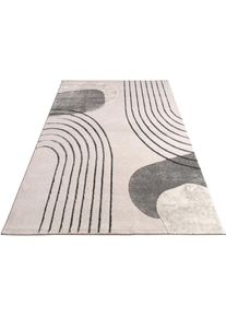 Paco Home, Teppich &raquo;Tuana 216&laquo; rechteckig 15 mm H&ouml;he Kurzflor, modernes Design, Regenbogen, Hoch-Tief Struktur, Scandi-Look, Grau, Polypropylen (PP), 