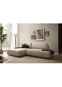Home Affaire, Ecksofa &raquo;TORGE, Schlafsofa Cord, Samtvelours u. Strukur fein, Couch in L-Form&laquo; Schlaffunktion und Bettkasten, Liegefl&auml;che: 210x125 cm, 