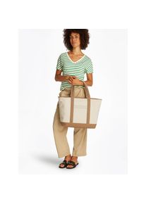 Tommy Hilfiger, Damen, Tragetasche &raquo;TH SUMMER CANVAS TOTE&laquo;, Damen Henkeltasche, Beuteltasche, Strandtasche mit Kontrastbesatz, natur-hellbraun, natur-