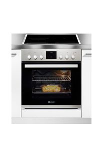 Bauknecht, Flex-Induktions-Herd-Set &raquo;HIS3 EI8V2 IN&laquo; mit 2-fach-Teleskopauszug PowerHei&szlig;luft, edelstahlfarben, Elektronik-Uhr mit Einknopf-Bedienung 