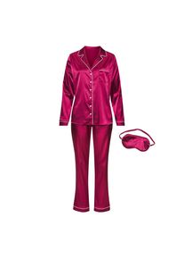 s.Oliver, Damen, Pyjama Set, 3-teilig, incl. Schlafmaske, beere, 46, beere, Klassisch geschnittener Pyjama