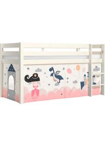 Vipack, Spielbett &raquo;Pino, Kiefer massiv, mit Rolllattenrost u. Textil-Set, Made in Europe&laquo; B/H/T ca. 210x114x106cm, mit Leiter und Absturzschutz, 