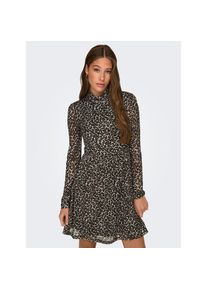 Only, Damen, Minikleid &raquo;ONLERICA LIFE L/S HIGH NECK DRESS JRS&laquo; Sommerkleid, Pumice Stone AOP:Everyday leo, N-Gr, L - N-Gr, Pumice Stone AOP:Everyday 