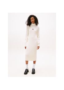 Tommy Jeans, Damen, Strickkleid &raquo;TJW MOCKNECK BADGE SWEATER DRESS&laquo;, Ancient White, N-Gr, M (38) -N-Gr, Ancient White, Kurzes Strickkleid mit 