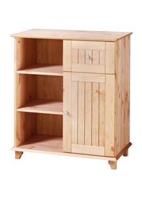 Welltime, Unterschrank &raquo;Venezia Landhaus&laquo; Badm&ouml;bel, aus massiver Kiefer, 1 T&uuml;r, 1 Schublade, Breite 63 cm, natur, Massivholz, B/H/T: 63 cm x 75,5 cm x