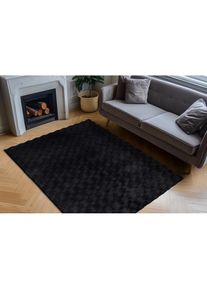 Obsession, Teppich &raquo;Diamond Cut 800&laquo; rechteckig 30 mm H&ouml;he Uni Farben, Hoch-Tief Effekt, weich & kuschelig, anthrazit, Polyester, B : 120 cm 1 Stk. - 