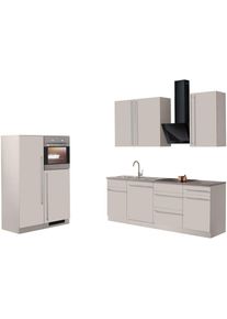 Wiho-K&uuml;chen wiho K&uuml;chen, K&uuml;chenzeile &raquo;Chicago&laquo; ohne E-Ger&auml;te, Breite 330 cm, K&uuml;che: natur + Korpus: cashmerefarben + Arbeitsplatte: Canvas Grau,