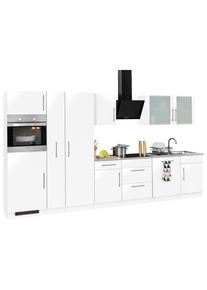 Wiho-K&uuml;chen wiho K&uuml;chen, K&uuml;chenzeile &raquo;Cali&laquo; ohne E-Ger&auml;te, Breite 360 cm, K&uuml;che: wei&szlig; + Korpus: wei&szlig; + Arbeitsplatte: Canvas Grau,