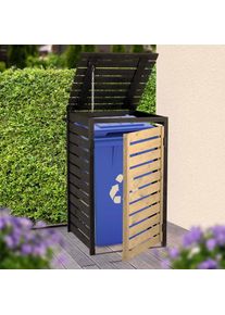 Dobar, M&uuml;lltonnenbox &raquo;M&uuml;lltonnenverkleidung 120 L, schwarz-anthrazit&laquo; aus robustem lasiertem Fichtenholz, Schwarz-Anthrazit, Massivholz, Schwarz-
