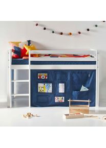 Hoppekids, Hochbett &raquo;ECO Dream, Kinderbett, Spielbett, Halbhohes Bett aus Massivholz&laquo; inkl. Vorhang-Set Creator, Bettgr&ouml;&szlig;e & Matratze w&auml;hlbar, Wei&szlig; + 