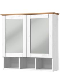 Welltime, Spiegelschrank &raquo;Landhaus Sylt&laquo; Breite 62, 5 cm, aus Massivholz, wei&szlig;/honig, Massivholz, B/H/T: 62,5 cm x 62 cm x 22 cm, wei&szlig;/honig