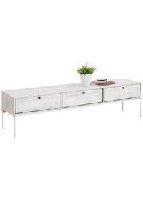 Home Affaire, Lowboard &raquo;Freya&laquo; Kommode mit 3 Klappen, Metallgriffen, aus Massivholz, Breite 175 cm, creme/wei&szlig;, creme/wei&szlig;, Im Landhaus-Stil