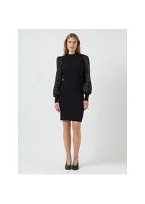 Y.A.S, Damen, Strickkleid &raquo;YASDOTME LS KNIT DRESS S. NOOS&laquo;, Black Detail:Flowers, N-Gr, S -N-Gr, Black Detail:Flowers, Kleid in Midil&auml;nge von YAS