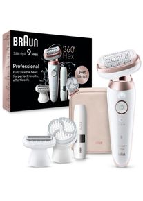 Braun, Epilierer &raquo;Silk-&eacute;pil Flex 9 9-360&laquo; mit Rasier-, Trimmer- & Peelingaufsatz, Mini-Rasierer f&uuml;r das Gesicht, rosa, Komfortable Epilation: liegt 