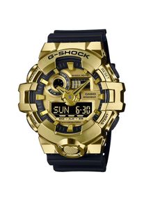 Casio G-SHOCK, Herren, Chronograph Quarzuhr, Armbanduhr, Herrenuhr, bis 20bar wasserdicht, Resinarmband, schwarz-goldfarben, Markanter 