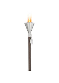 Blomus, Gartenfackel &raquo;ORCHOS&laquo; Edelstahl matt / Holz, silberfarben, silberfarben