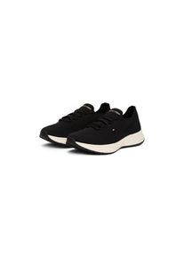 Tommy Hilfiger, Damen, Slip-On Sneaker &raquo;TH KNIT RUNNER&laquo; , Freizeitschuh, Halbschuh, Schn&uuml;rschuh mit gestickter Logoflag, schwarz, 36, schwarz, Sneaker