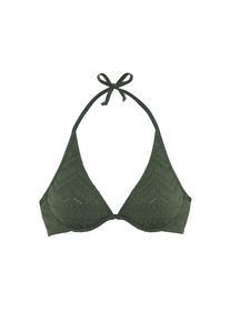 Lascana, Damen, B&uuml;gel-Bikini-Top &raquo;Omara&laquo; mit Lochstickerei, oliv, Cup B, 36 - Cup B, oliv, Modische Strukturware