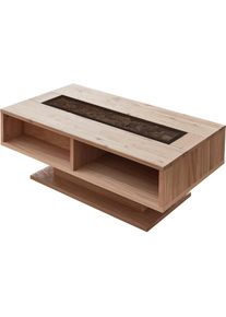 Innostyle, Couchtisch &raquo;Donna Couchtisch, 115x43x65 (BxHxT)&laquo; 1 Stk. tlg. Massivholz, Absetzung Echtkork gerundet, 4 offene F&auml;cher, Wildeiche Bianco + 