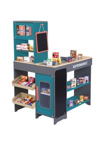 Tanner, Kaufladen &raquo;Moderner Supermarkt&laquo; inkl. 40 Kaufladenminiaturen; aus Holz; FSC - sch&uuml;tzt Wald, grau/t&uuml;rkis, Kaufladen