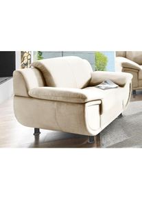 Trendmanufaktur, Sessel &raquo;Rondo, Breite 121 cm, breite Armlehnen, F&uuml;&szlig;e schwarz&laquo; Big-Sessel wahlweise mit Federkern, in verschiedenen Bez&uuml;gen, altwei&szlig;, 