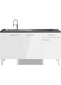 Optifit, Pantryk&uuml;che &raquo;Lilly&laquo; Breite 160 cm, wahlweise mit E-Ger&auml;ten, K&uuml;che: wei&szlig; + Front: wei&szlig; lackiert + Korpus: wei&szlig; + Arbeitsplatte: Black Stone, B