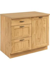 Home Affaire, Unterschrank &raquo;Teramo&laquo; Breite 100 cm, 1 T&uuml;r, 3 Schubk&auml;sten, natur, Massivholz, natur - B/H/T: 100 cm x 85 cm x 60 cm,