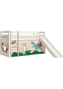 Vipack, Spielbett &raquo;Pino, Kiefer massiv, mit Rolllattenrost u. Textil-Set, Made in Europe&laquo; B/H/T ca. 210x114x218cm, mit Absturzschutz, Leiter und 