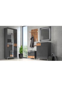 OTTO home, Garderoben-Set &raquo;Onyx&laquo; Set, Garderobenschrank, Schuhschrank, Schuhbank, Garderobenpaneel, Wandspiegel, 5 Stk. tlg., pacific/anthrazit, 