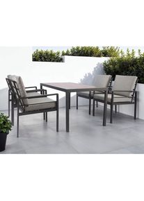 Konifera, Garten-Essgruppe &raquo;&raquo;New Jersey&laquo;&laquo; Set, 4 Sessel, Tisch 80x160x71 cm, inkl. Auflagen, 13 Stk. tlg. Aluminium, Schwarz + Dunkelgrau +, Aluminium