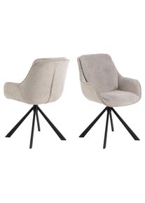 ACTONA GROUP, Esszimmerstuhl &raquo;Carrie, Polsterstuhl, Stuhl, Sitzh&ouml;he-38 cm&laquo; (Set) 2 Stk.Stuhl, sandfarbener Chenille, Armlehnen, Polsterung, 