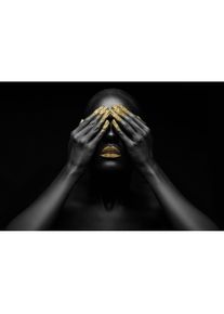 queence, Acrylglasbild &raquo;Horus&laquo; Bilder von Frauen Fashion Frau Gem&auml;lde Magazincover Mode Modern 1 Stk. tlg. von Hand eingearbeitete Blattgold 