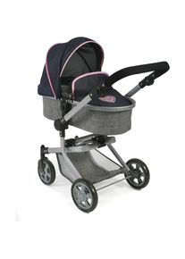 Bayer Chic 2000 CHIC2000, Kombi-Puppenwagen &raquo;Mika&laquo; mit schwenkbaren Vorderr&auml;dern, Grau-Navy, Kombi-Puppenwagen