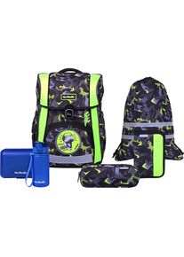 McNeill, Unisex, Schulranzen &raquo;Bravo, inkl. Etui, Turnbeutel,&laquo; Reflektierende Streifen auf den Schultergurten;Retroreflektierende Fl&auml;chen, Dinopark, B/