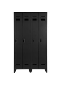 Woood, Garderobenschrank &raquo;Stijn&laquo; H 187 cm x B 103 cm x T 40 cm, schwarz, schwarz, Stabiler Spindschrank