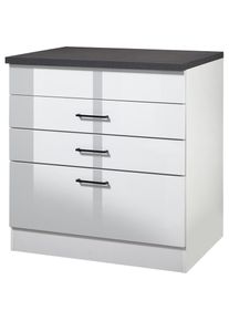 KOCHSTATION, Kochfeldumbauschrank &raquo;KS-Trier&laquo; Breite 80 cm, wei&szlig; Hochglanz/wei&szlig;, Holzwerkstoff, MDF, B/H/T: 80 cm x 85 cm x 60 cm, wei&szlig; Hochglanz/wei&szlig;