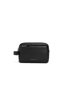 Tommy Jeans, Damen, Kulturbeutel &raquo;TJM LINEAR LEATHER WASHBAG&laquo;, Reise, Unisex Minibag mit Logoschriftzug, schwarz, schwarz, Obermaterial-Mix aus Leder 