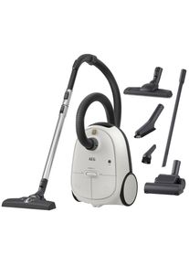 AEG, Bodenstaubsauger &raquo;HYGIENIC 6000 (AB61H6SW)&laquo; 850 W mit Beutel hohe Saugleistung, inkl. Zusatzd&uuml;sen, 50 % Recyclingkunststoff, Shell White, 
