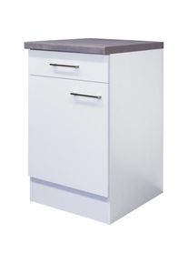 Flex-Well, Unterschrank &raquo;Kopenhagen&laquo; (B x H x T) 50 x 86 x 60 cm, Wei&szlig; matt / Beton grau, Spanplatte, Wei&szlig; - B/H/T: 50 cm x 86 cm x 57 cm, Wei&szlig; matt /