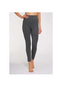 Lavana, Damen, Strickstrumpfleggings mit Zopfmuster und innen weich angeraut, 1x dunkelgrau meliert, L/XL (44/50), 1x dunkelgrau meliert, 