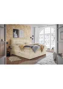 ED EXCITING DESIGN, Boxspringbett &raquo;Fanes mit Komforteinstiegsh&ouml;he von 73cm&laquo; erh&auml;ltlich in 180x200cm, inkl. Bettkasten und 7cm Visco-Topper, beige, 100