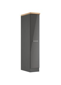 KOCHSTATION, Apothekerschrank &raquo;KS-Milan&laquo; Apothekerschrank 30 cm, matte oder hochgl&auml;nzende Fronten, grau Hochglanz, MDF, grafitgrau - B/H/T: 30 cm x 