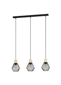 Eglo, H&auml;ngeleuchte &raquo;PALMORLA&laquo; E27 1 Stk. H&auml;ngelampe Vintage, Stahl und Holz, FSC zertifiziert, E27, holz hell, 3, holz hell