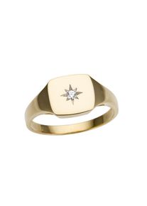 Firetti, Damen, Goldring &raquo;Schmuck Geschenk Gold 333 Siegelring, Stern, teilw. rhodiniert&laquo; mit Brillant, gelbgoldfarben-wei&szlig;goldfarben, gelbgoldfarben-