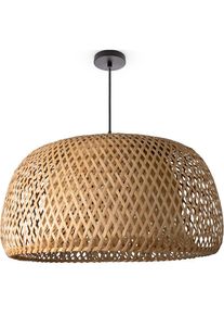 Paco Home, Pendelleuchte &raquo;PESA&laquo; E27 Bambus Korblampen H&auml;ngeleuchte Rattan Optik Natur Boho E27 Rund, Holz, Holz