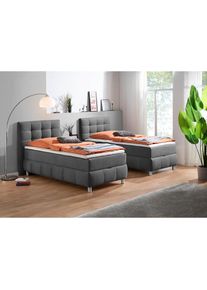 Home Affaire, Boxbett &raquo;Marvao&laquo; Boxbett mit Bettkasten, inkl. Topper, anthrazit, Microfaser Bonellfederkern H3, anthrazit