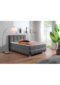 Home Affaire, Boxbett &raquo;Marvao&laquo; Boxbett mit Bettkasten, inkl. Topper, anthrazit, Microfaser Bonellfederkern H2, anthrazit