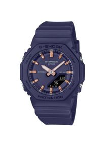 Casio G-SHOCK, Damen, Chronograph Quarzuhr,Armbanduhr Damenuhr,Herrenuhr, bis 20bar wasserd.Resinarmband, dunkelblau-rosegoldfarben, Cooler 