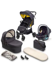 BABYGO, Kombi-Kinderwagen &raquo;Style - 3in1&laquo; inkl. Babyschale mit Adaptern u. Wickeltasche, mustard,